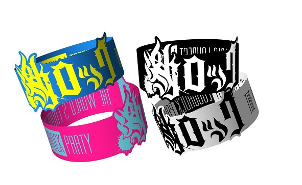 9/22(日・祝前)開催の東京激ロック10周年DJパーティーWEB予約者全員プレゼントの激ロック・ラバー・ブレスレットの立体イメージ画像を公開！