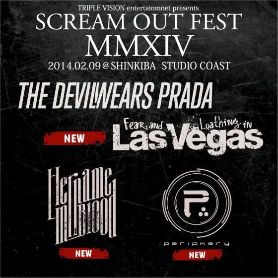 Fear, and Loathing in Las Vegas、PERIPHERY、HER NAME IN BLOOD出演決定！SCREAM OUT FEST 2014出演アーティスト第2弾発表！