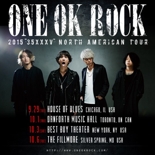 ONE OK ROCK、9月より北米ツアー[2015 "35XXXV" NORTH AMERICAN TOUR]開催決定！