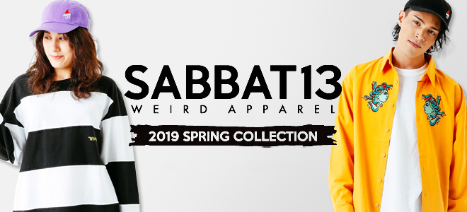 SABBAT13からアメコミ・タッチの目がブランドらしさを演出したパーカーやボーダー・ロンＴ、Subciety (サブサエティ)からはL/Sシャツが新入荷！