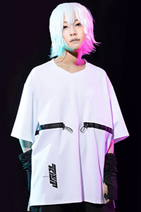 TEROMELIA（テロメリア） ピクセルネック オーバーサイズTシャツ ホワイト