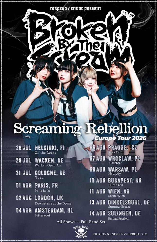 Broken By The Scream、9ヶ国13公演のヨーロッパ・ツアー"Screaming Rebellion Europe Tour 2026"開催発表!