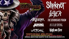 SLIPKNOT、今年の夏アメリカで行われるMAYHEM 2012のヘッドライナーとして出演決定！