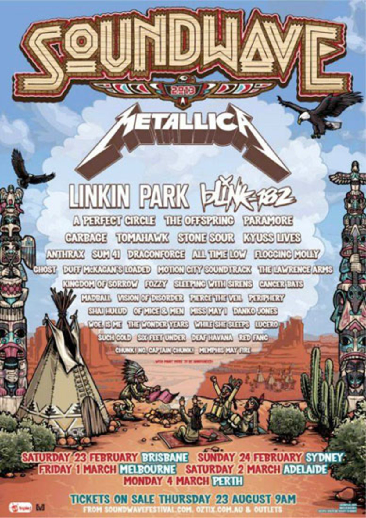 SOUNDWAVE FESTIVAL 2013、第1弾アーティスト発表！METALLICA、LINKIN PARK、BLINK-182ら計41 ...