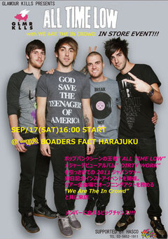 ALL TIME LOW×GLAMOUR KILLSインストア・イベント開催決定！！