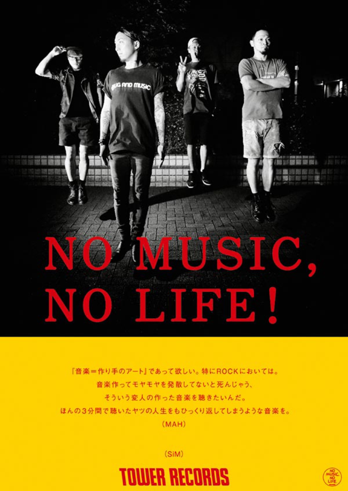 TOWER RECORDS ポスター「NO MUSIC, NO LIFE?」 WHITE ASH B1