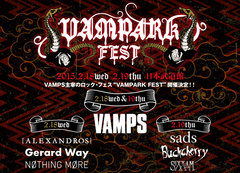 VAMPS主催フェス"VAMPARK FEST"の特設サイトがオープン！Gerard Way（元マイケミ）、BUCKCHERRY、SIXX:A.M.、NOTHING MOREらを招聘し、2/18-19に日本武道館にて2デイズ開催！