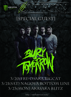 BURY TOMORROW、3月に開催される"MONSTER ENERGY OUTBURN TOUR 2015"東名阪公演に出演決定！