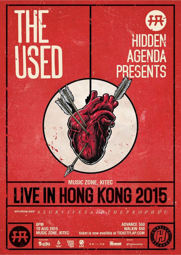 THE USEDとSurvive Said The Prophetが、8/10に香港MUSIC ZONEで共演決定！