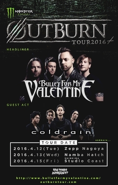 BULLET FOR MY VALENTINE、4月に東名阪にて開催するジャパン・ツアーのゲスト・アクトにcoldrainが決定！