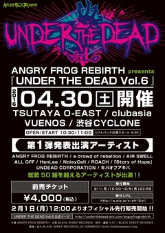 ANGRY FROG REBIRTH主催サーキット・イベント"UNDER THE DEAD"、第1弾出演者にa crowd of rebellion、AIR SWELL、ROACH、「Story of Hope」ら10組決定！