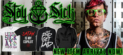 Fronz(ATTILA Vo)によるブランドSTAY SICK CLOTHING(ステイ・シック・クロージング)からパーカーをはじめロンＴやＴシャツなどが新作が入荷！また、ALLTILAの最新グッズもあわせて登場！