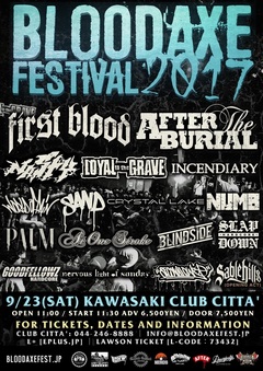 LOYAL TO THE GRAVE主催ハードコア・イベント"BLOODAXE FESTIVAL 2017"、最終ラインナップにCrystal Lakeら決定！