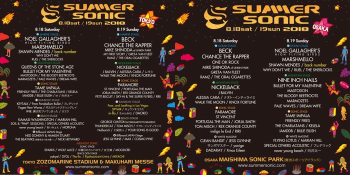 "SUMMER SONIC 2018"、第9弾アーティストにFear, and Loathing in Las Vegas、SPYAIRら決定！