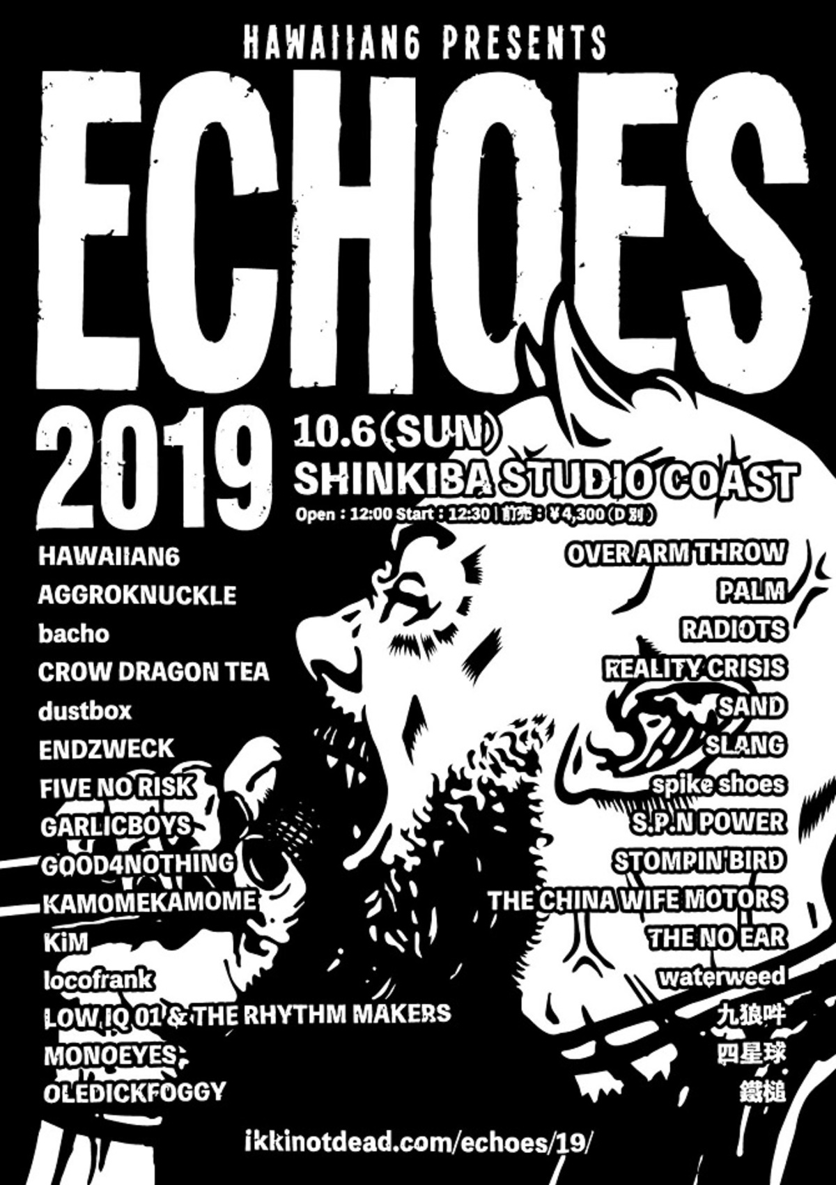 10 6開催のhawaiian6主催イベント Hawaiian6 Presents Echoes 19 タイムテーブル公開 激ロック ニュース