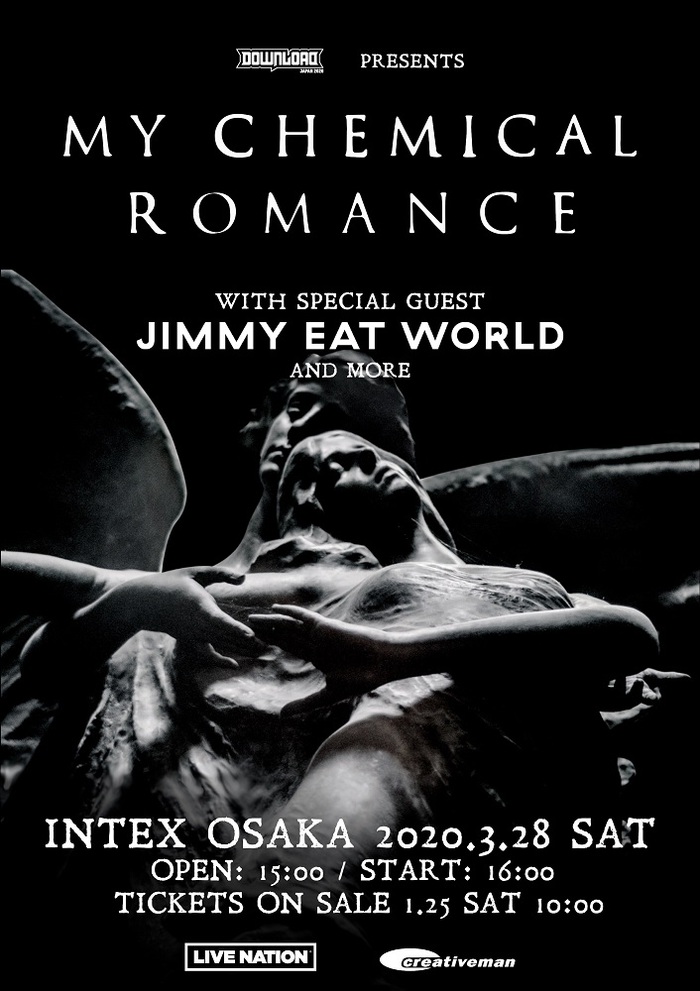 "DOWNLOAD JAPAN 2020"のヘッドライナー務めるMY CHEMICAL ROMANCE、3/28に大阪公演開催決定！スペシャル・ゲストにJIMMY EAT WORLD！