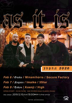 UK出身のポップ・パンク・バンド AS IT IS、2月に東名阪で単独来日公演決定！