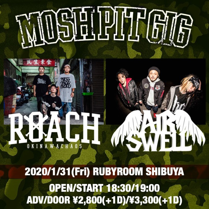 ROACH、1/31主催イベント"MOSH PIT GIG"でAIR SWELLとのツーマン開催！地元沖縄ワンマンより「THE TIME IS NOW」ライヴ映像公開！