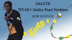 Evae mob（エバー・モブ）からA$AP ROCKEYの着用で話題沸騰中の"*EVAE+ SMILEY PEARL NECKLACE"（スマイリー・ネックレス）の新作が一挙入荷！