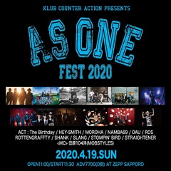 ヘイスミ、ロットン、SHANK、ROS、NAMBA69、STOMPIN' BIRDら出演！北海道の春フェス"AS ONE FEST 2020"、全アーティスト発表！