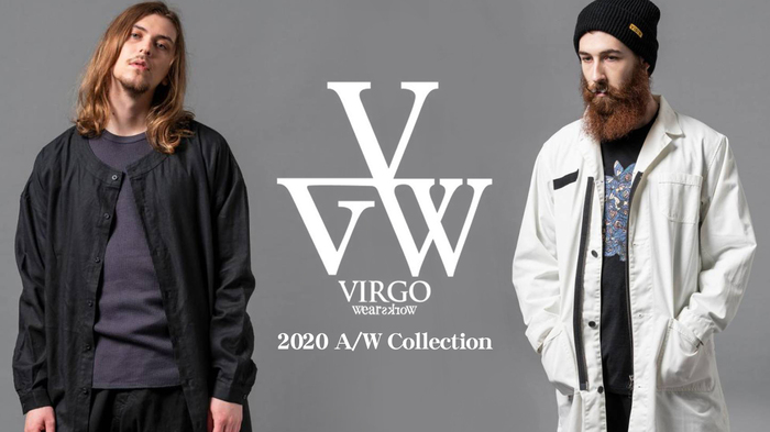 VIRGO (ヴァルゴ) 2020 A/W COLLECTIONより、全体的にアンティーク加工を施してリアルUSEDをイメージしたロングコートや、ガーゼ素材で初秋に活躍するロングシャツなど新入荷！