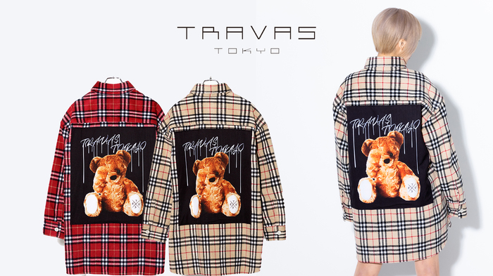TRAVAS TOKYO (トラヴァストウキョウ)より、バックに大きくクマをプリントした別布を取り付けたオーバーサイズのチェックシャツが入荷！