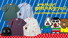 PUNK DRUNKERS (パンクドランカーズ)より、日常のいろいろな食べこぼしやシミをプリントしたシャツや、グレイトなポーピーさんが刺繍で入ったTシャツなどが新入荷！