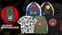 PUNK DRUNKERS (パンクドランカーズ)と、日本を代表する特撮怪獣映画「ゴジラ」とのコラボアイテムが一斉入荷！「ガイガン」と「ヘドラ」のリバーシブルスカジャンや総柄Tシャツなどが登場！