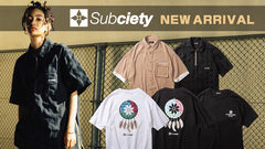 Subciety (サブサエティ)より、シボ感が特徴のジョーゼット生地を採用した半袖シャツや、部族が販売するスーベニアTシャツをイメージしたTシャツなどが新入荷！