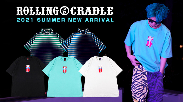 ROLLING CRADLE (ローリングクレイドル)より、あの炭酸飲料をオマージュしたデザインが目を引くTシャツや、ゆったりとしたサイジングのボーダータートルネックTシャツが新入荷！