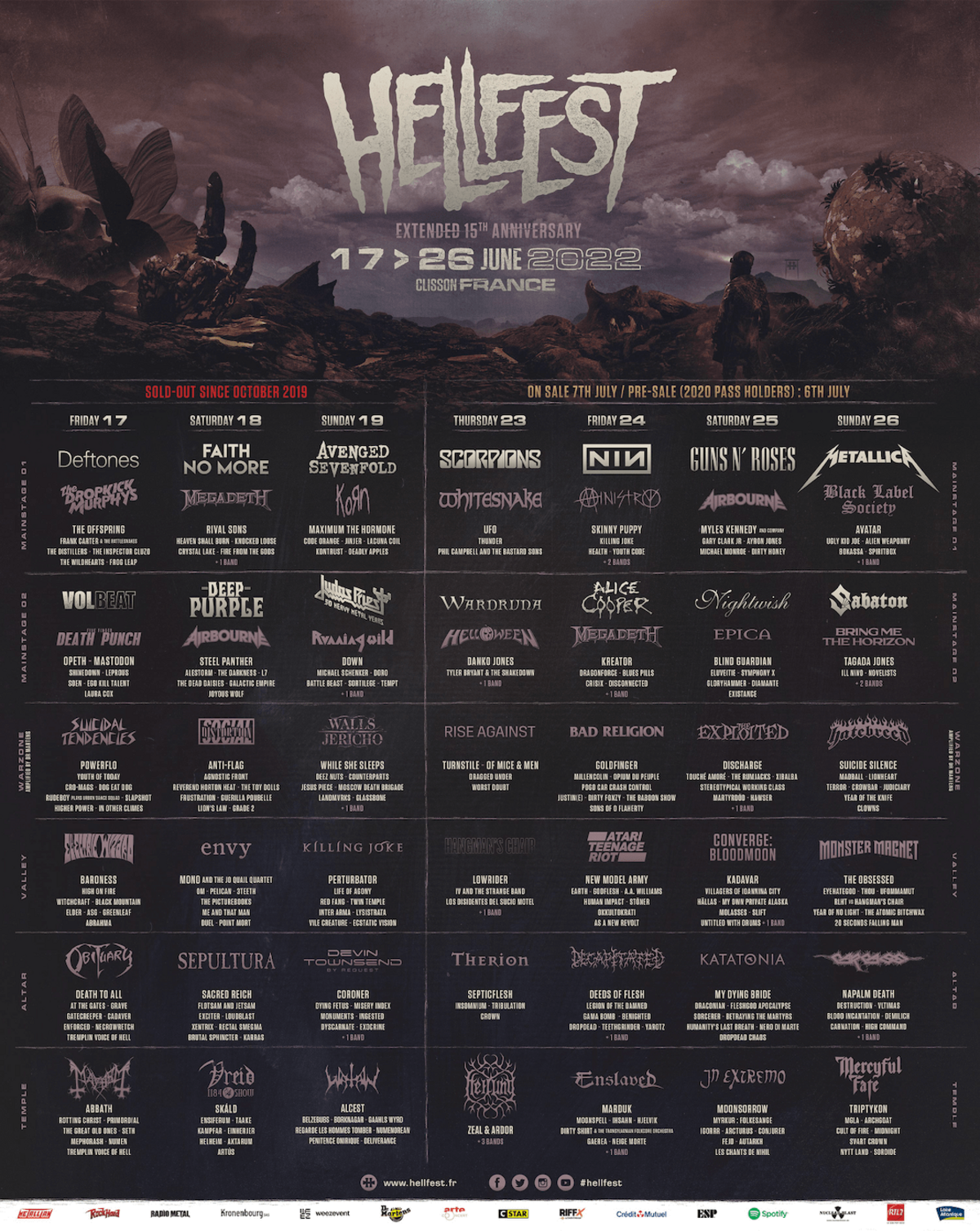 世界最大級のメタル フェス Hellfest 来年6月に計7日間で開催決定 約350バンドの豪華ラインナップ発表 日本からホルモン Crystal Lake Envy Monoも出演 激ロック ニュース