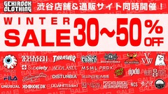 GEKIROCK CLOTHINGのWINTER SALEが本日よりスタート！MISHKA、Zephyren、Subciety、VIRGO、RUDIE'S 、REBEL8、THRASHER、KILL STARなど国内外人気ブランドの対象アイテムが最大50%OFF！