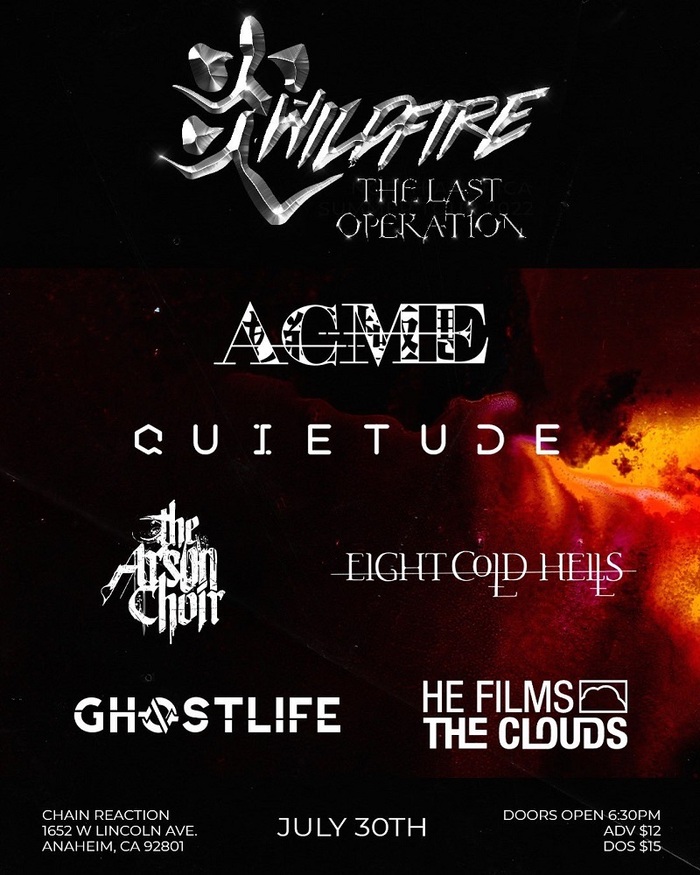 ACME、"USツアー2022 WILDFIRE"追加公演が急遽決定！ゲストにLAメタルコアの強者5バンド迎えたオムニバス・イベント！