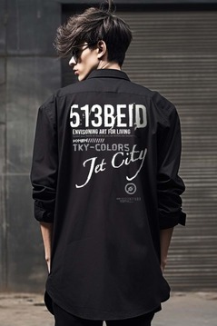 513 - long shirt - black