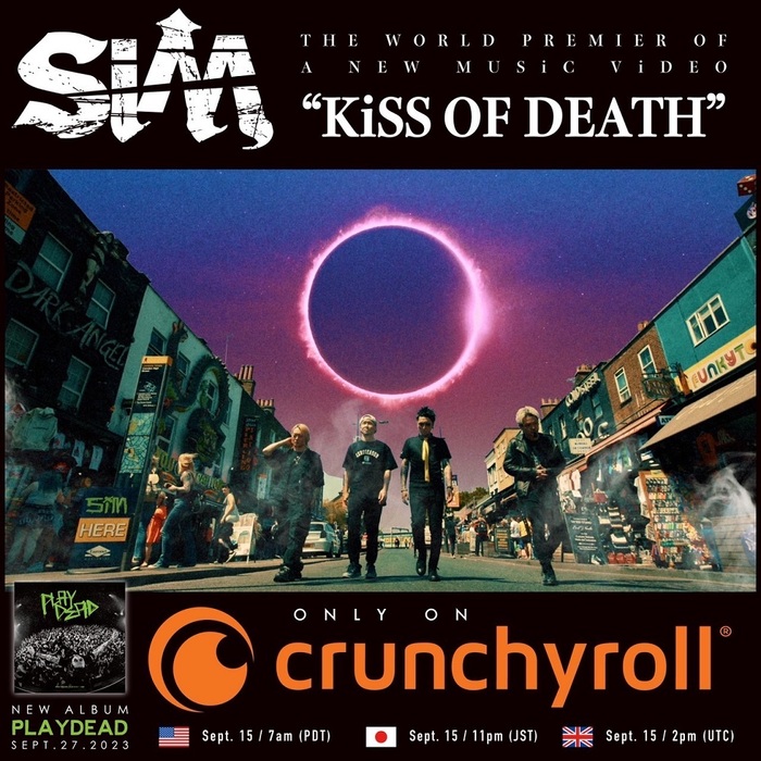 SiM、ロンドンで撮影された「KiSS OF DEATH」MVのティーザー映像公開！世界的アニメ・プラットフォーム"クランチロール"で本日9/15 23時MV世界初公開が決定！