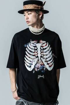 【予約商品】glamb(グラム)GB0324/CS03 : Skelton Flower T-Shirt / スケルトンフラワーTシャツ - Black