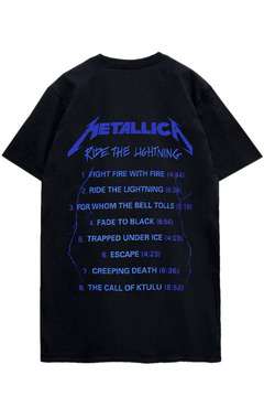 METALLICA UNISEX TEE: Ride The Lightning Tracks (Back Print)