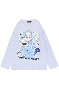 寝田ルネ×PSYCHO NATION(サイコネーション) ゲーマーL/S TEE SAX