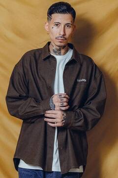 Subciety (サブサエティ) WOOL-LIKE LOOSE SHIRT BROWN