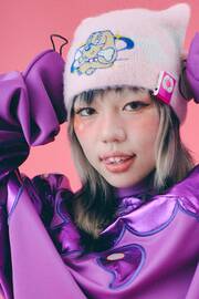 GALFY (ガルフィー) フワモコツノ耳ニットCAP PINK