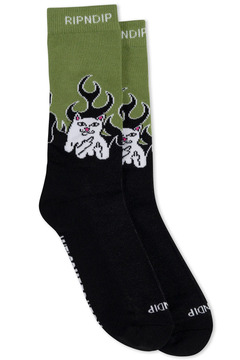 RIPNDIP (リップンディップ) Welcome To Heck Socks Black/Light Forest