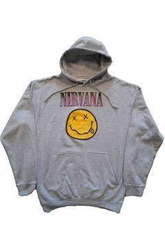 UNISEX PULLOVER HOODIE: XEROX HAPPY FACE PINK GREY