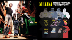 NIRVANA、ゲキクロでの予約受付締切間近！秋冬に活躍するパーカーやスウェットのほか人気バンドTシャツを含むマーチが160アイテム以上ラインナップ！予約受付は本日23時59分まで！