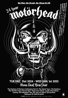 MOTÖRHEAD、前代未聞の極悪企画"24時間モーターヘッド"12/31シネマート新宿にて開催決定！