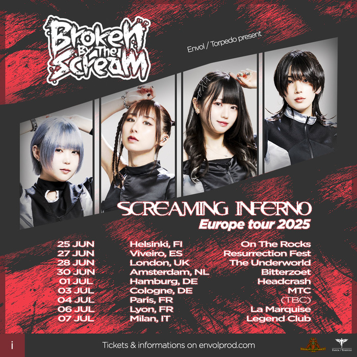 Broken By The Scream、スペイン最大級フェス"Resurrection Fest"含むヨーロッパ・ツアー"SCREAMING INFERNO"全9公演発表！