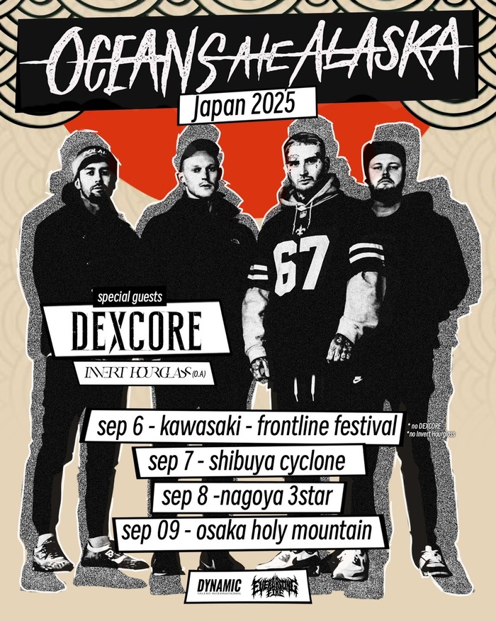 UKを代表するテクニカル・メタルコア・バンド OCEANS ATE ALASKA、7年ぶりのジャパン・ツアー決定！サポート・アクトにDEXCORE、OAにInvert Hourglass！