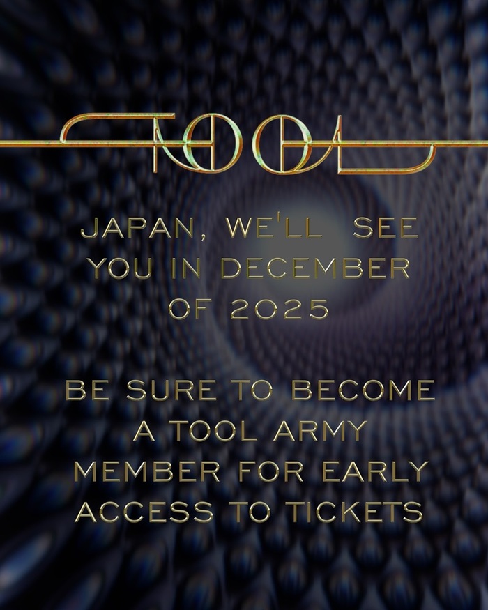 TOOL、今年12月に来日決定！2013年以来約12年ぶり！
