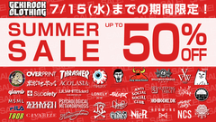 GEKIROCK CLOTHINGのSUMMER SALEが本日よりスタート！GALFY、glamb、Subciety、MxMxM 、RIPNDIP、PUNK DRUNKERS、SCENE TOKYO、TOY MACHINE、東京13零式、DI:VISIONなど国内外人気ブランドの対象アイテムが最大50%OFF！
