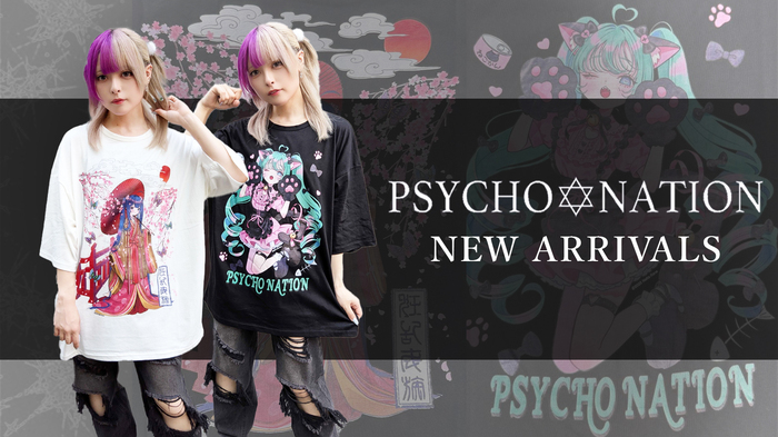 ダークでジェンダーレスなパンク・ファッション・ブランドPSYCHO NATION(サイコ・ネーション)より、完売続出の人気イラストレーター"寝田ルネ"とのコラボ・Tシャツ待望の新作が新入荷！