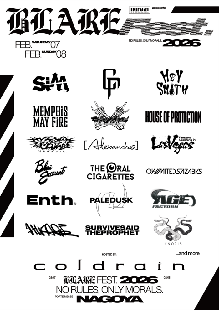 coldrain主催"BLARE FEST. 2026"第1弾出演者発表！元FEVER 333メンバー在籍 HOUSE OF PROTECTION、16年ぶりの来日 MEMPHIS MAY FIRE、初出演 [Alexandros]、盟友 SiM、フォーリミ等17組！新曲「FREE FALL」も配信！